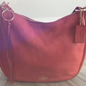 Coach Sutton Hobo Bag Oxblood Burgundy Pebbled Leather 35593